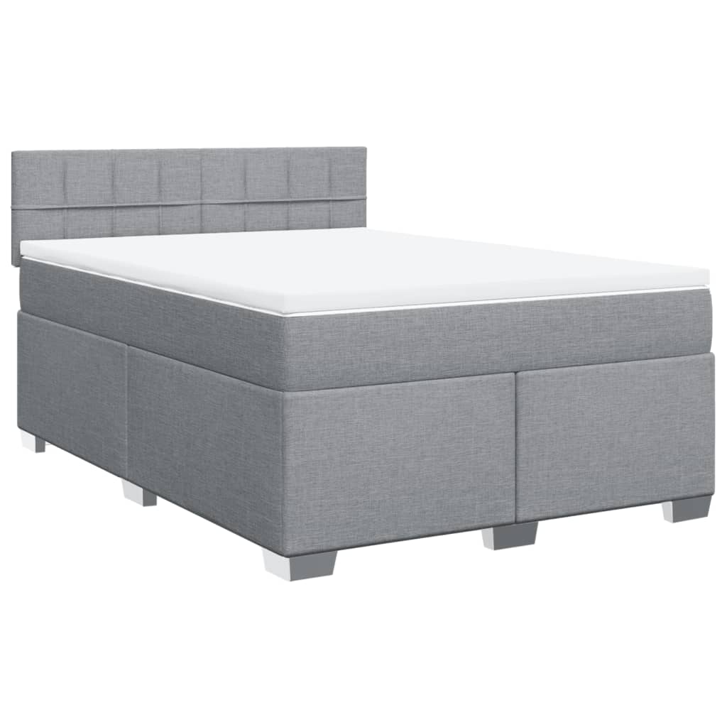 Box Spring Bed with Mattress Dark Grey Queen Fabric