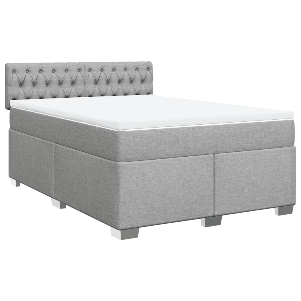 Box Spring Bed with Mattress Dark Grey Queen Fabric