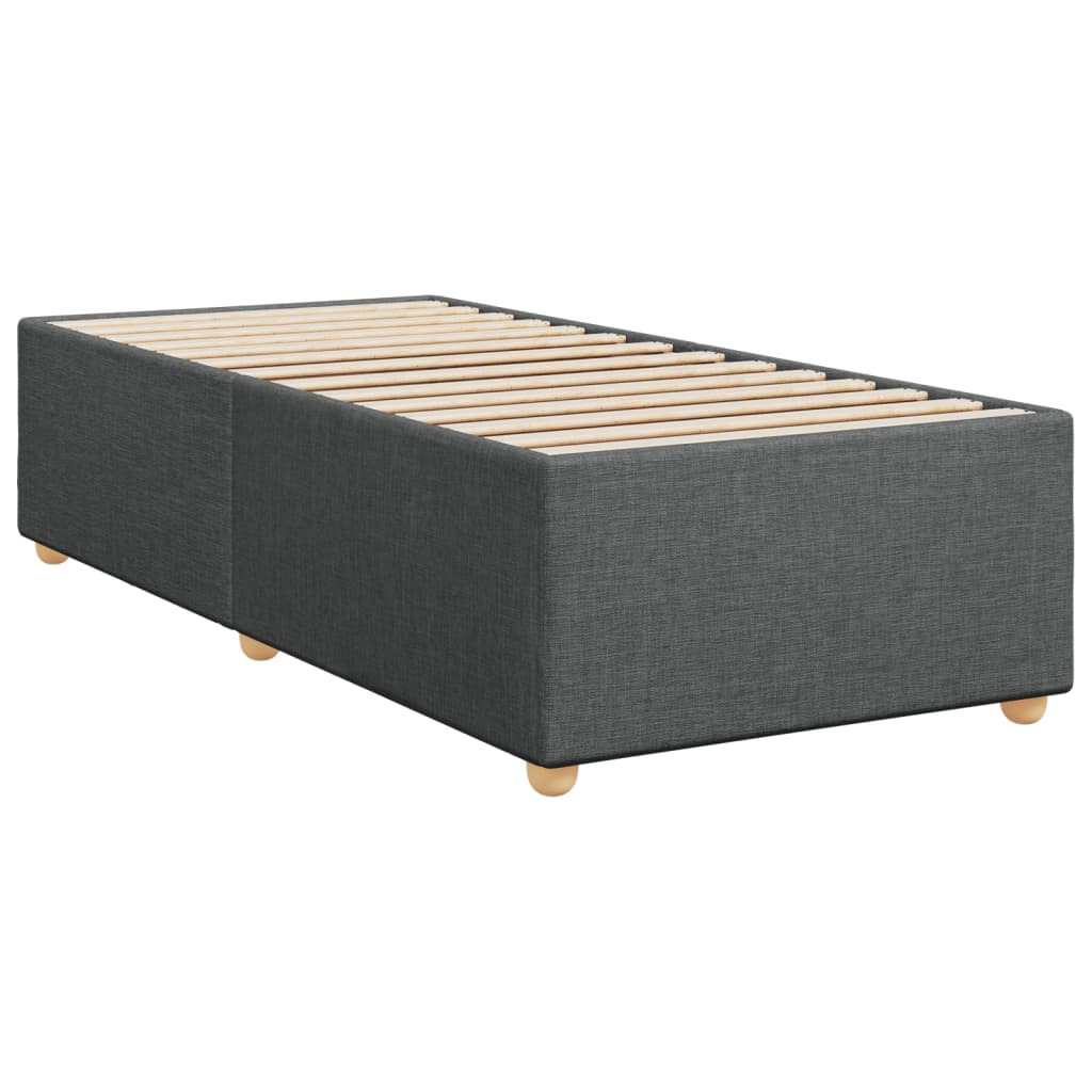 Box Spring Bed with Mattress Dark Grey King Single Fabric