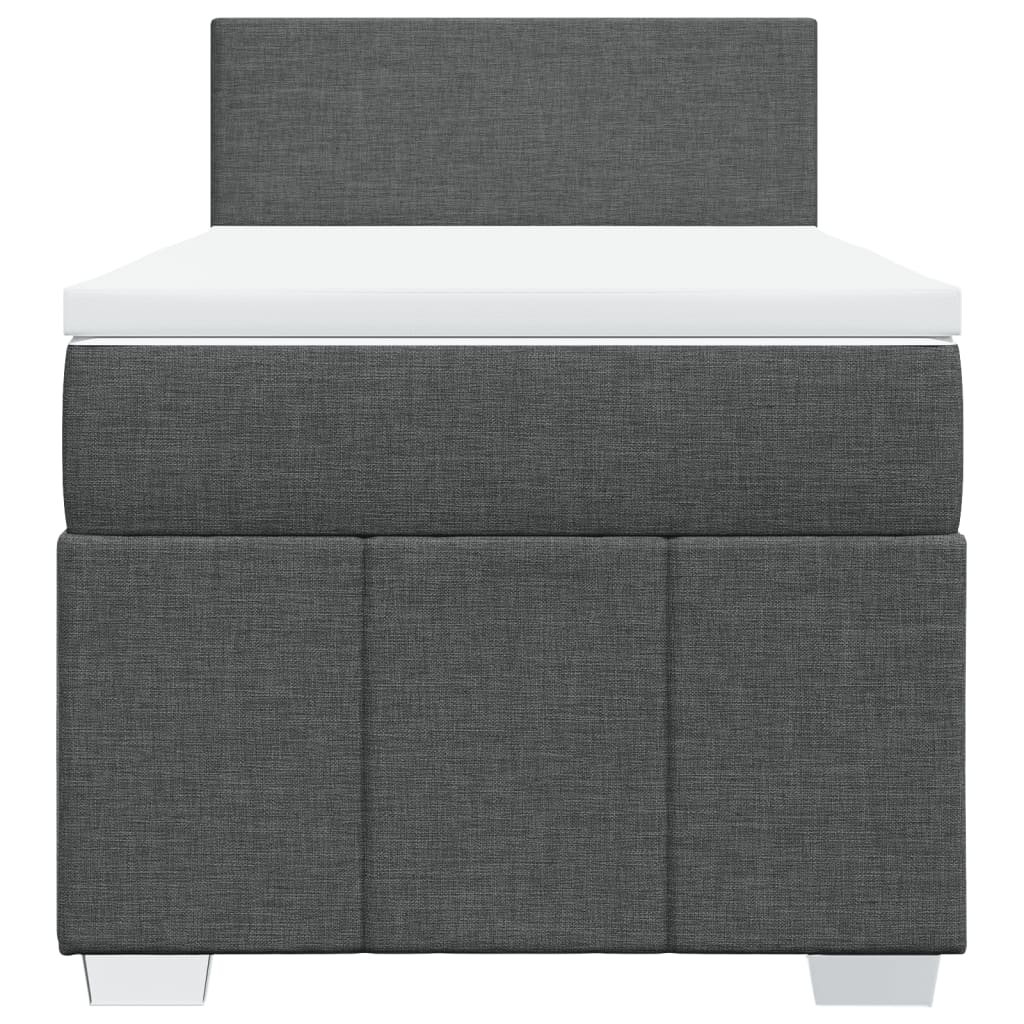 Box Spring Bed with Mattress Dark Grey King Single Fabric