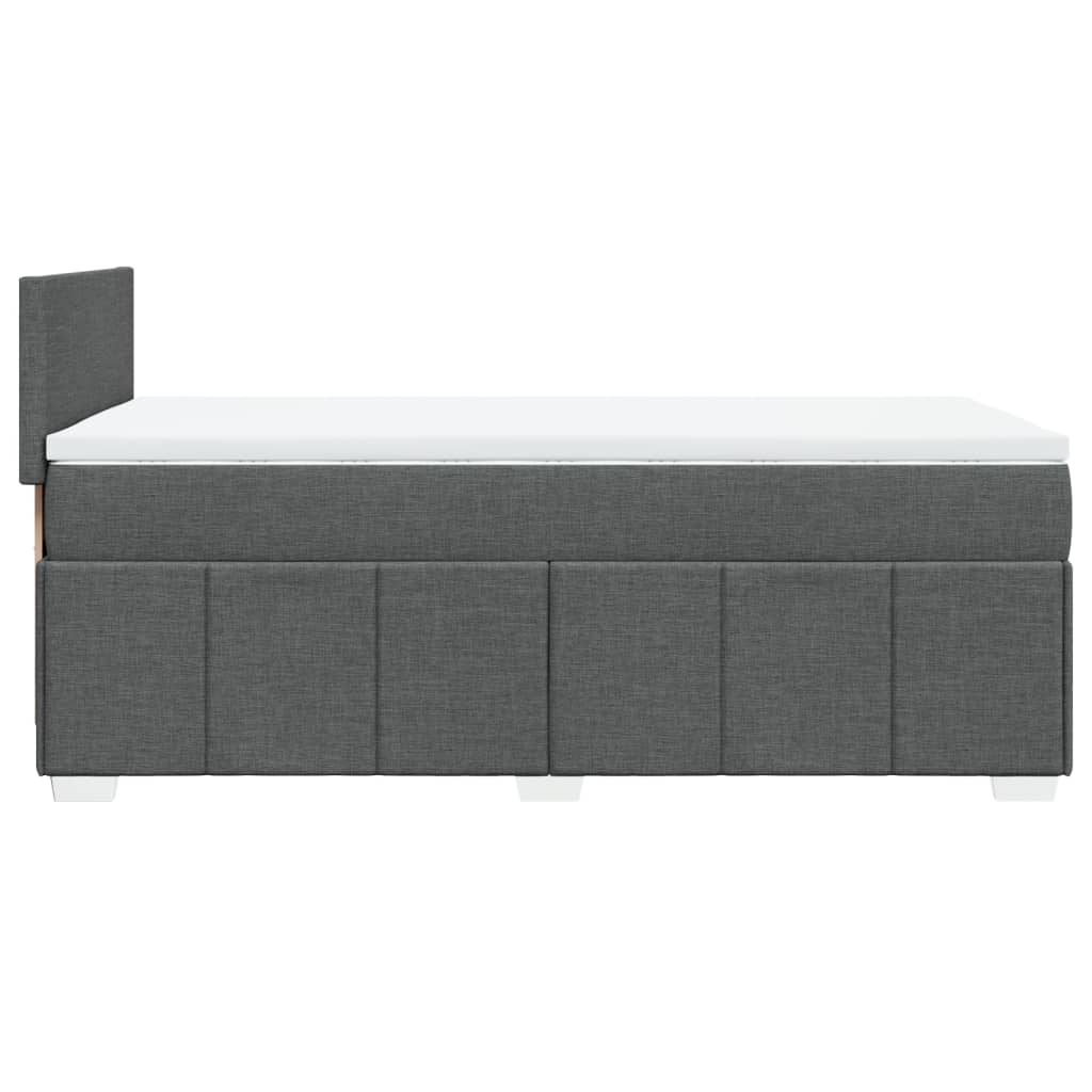 Box Spring Bed with Mattress Dark Grey King Single Fabric