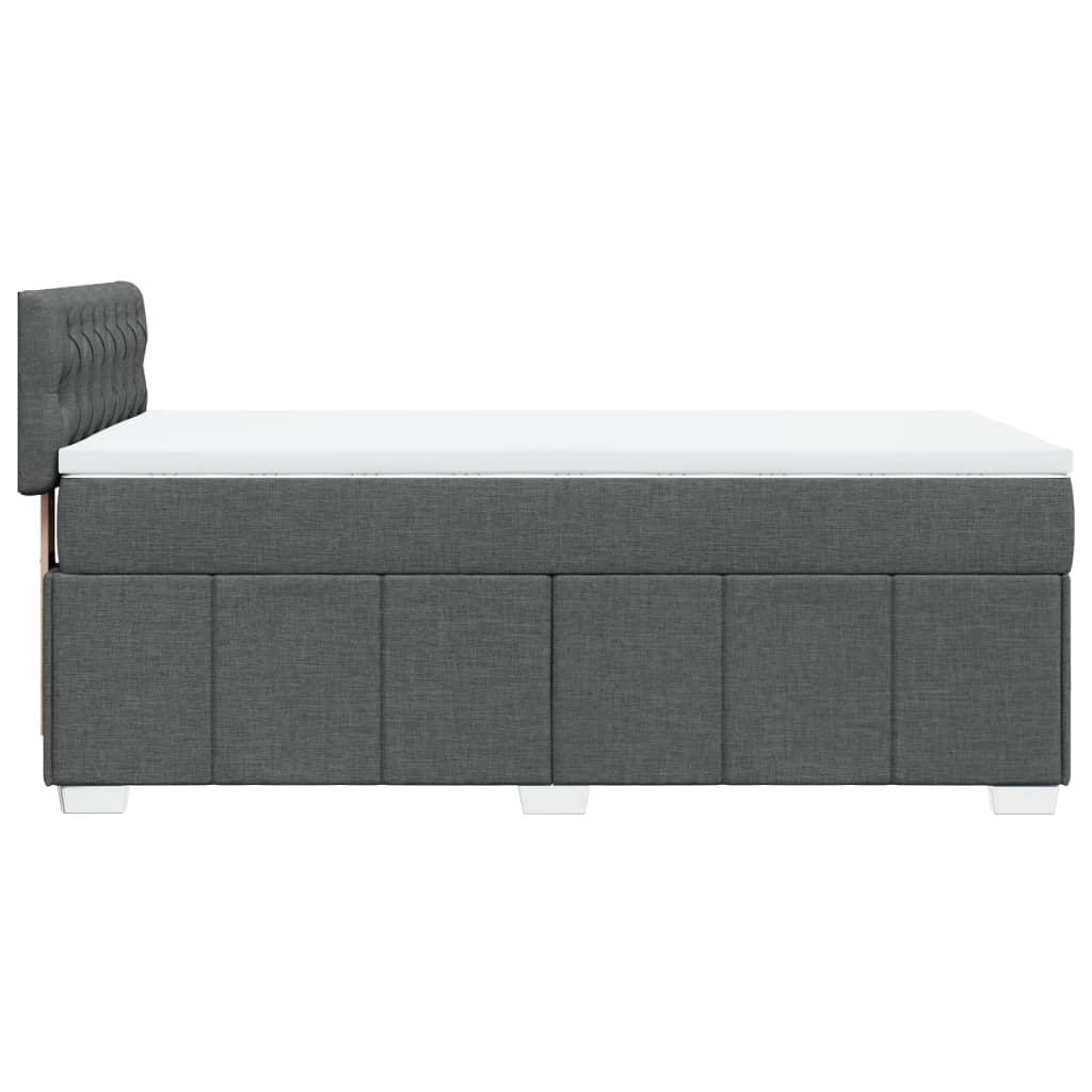 Box Spring Bed with Mattress Dark Grey King Single Fabric