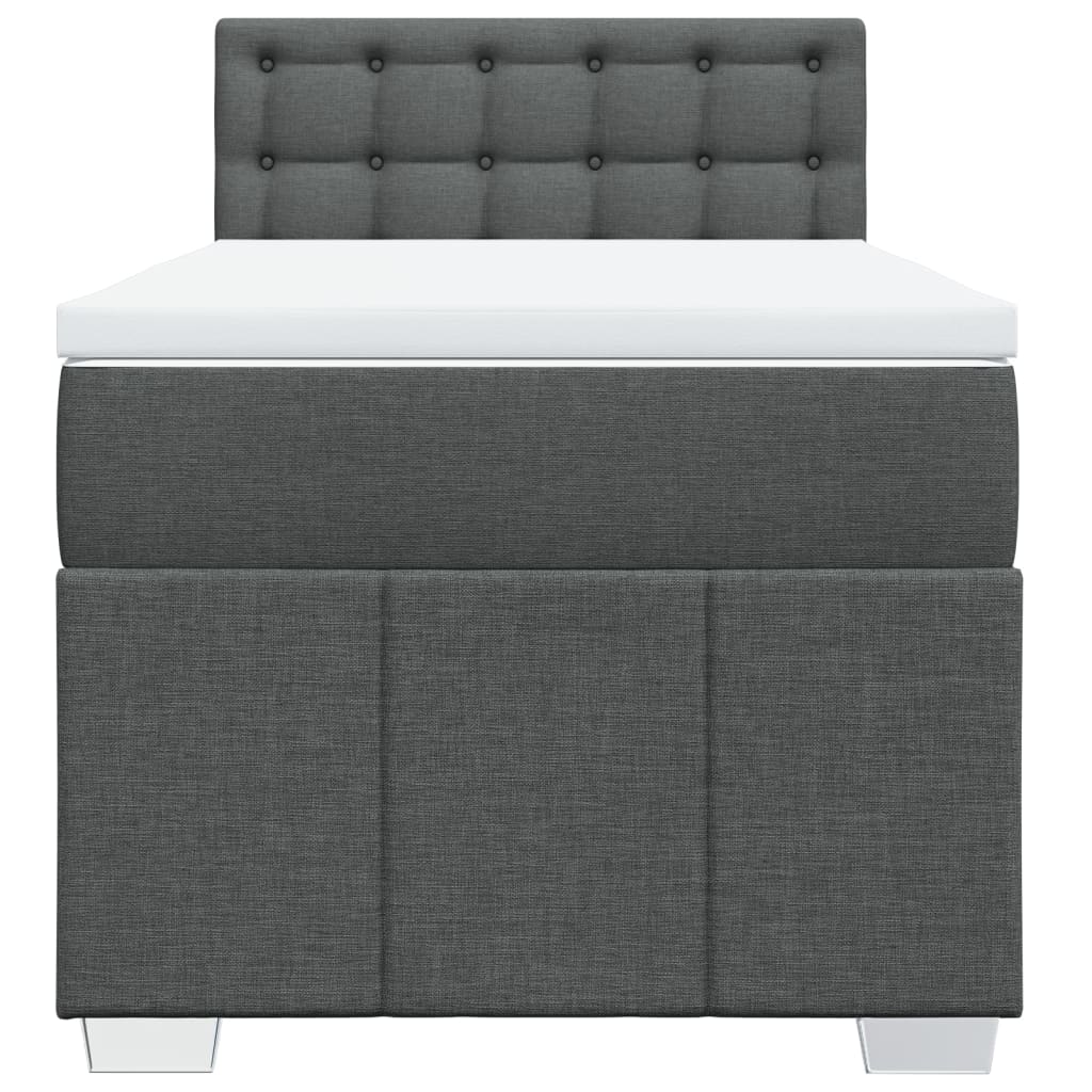 Box Spring Bed with Mattress Dark Grey King Single Fabric