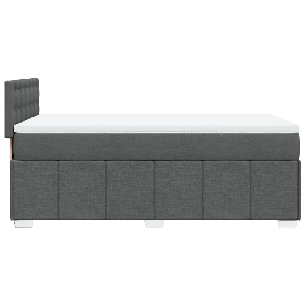 Box Spring Bed with Mattress Dark Grey King Single Fabric