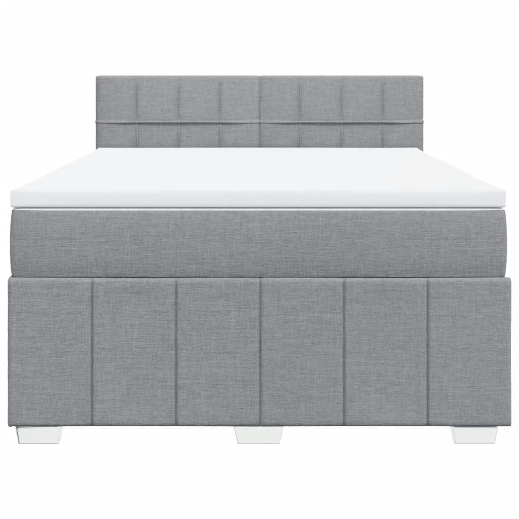 Box Spring Bed with Mattress Dark Grey Double Fabric