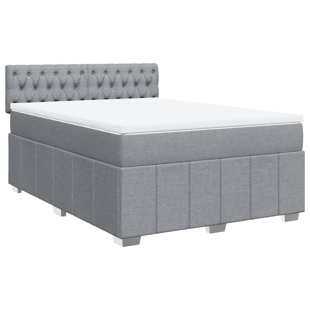 Box Spring Bed with Mattress Dark Grey Double Fabric