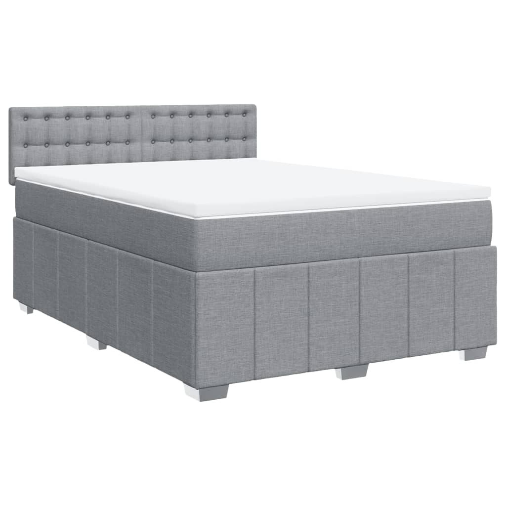 Box Spring Bed with Mattress Dark Grey Queen Fabric