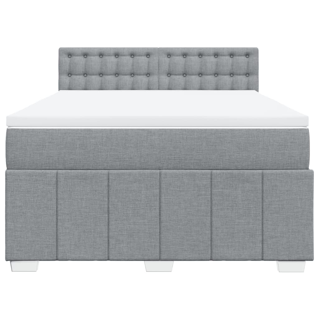 Box Spring Bed with Mattress Dark Grey Queen Fabric