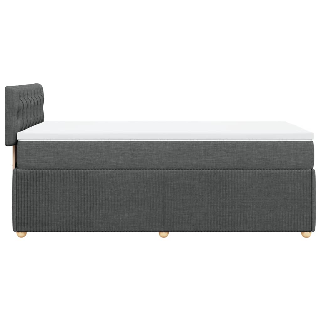 Box Spring Bed with Mattress Dark Grey King Single Fabric