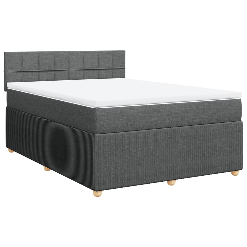 Box Spring Bed with Mattress Light Grey Double Fabric