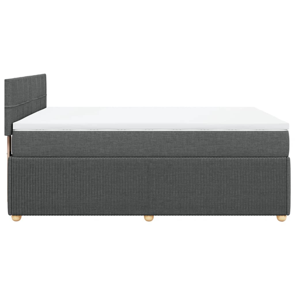 Box Spring Bed with Mattress Light Grey Double Fabric