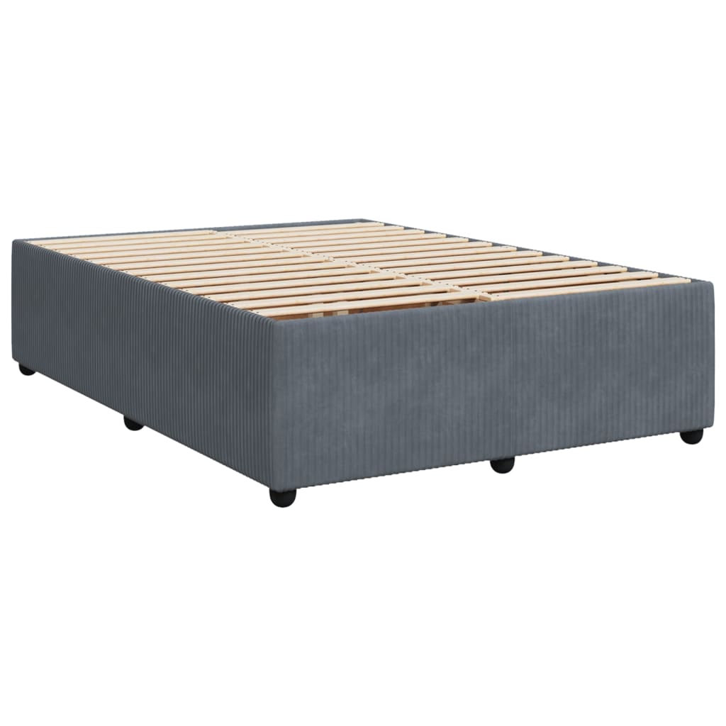 Box Spring Bed with Mattress Dark Grey Double Velvet