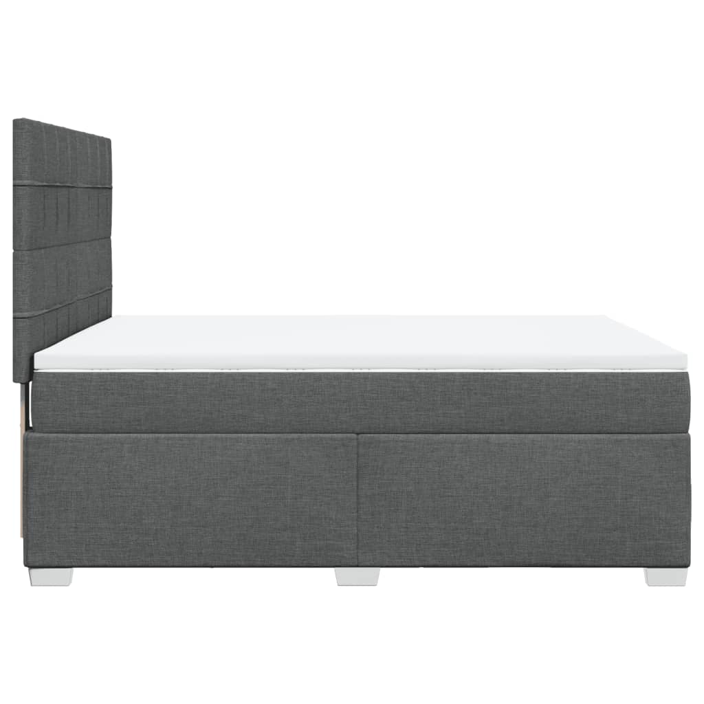 Box Spring Bed with Mattress Dark Grey Double Fabric