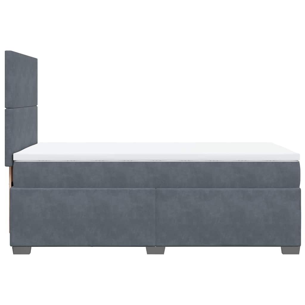 Box Spring Bed with Mattress Dark Grey King Single Velvet