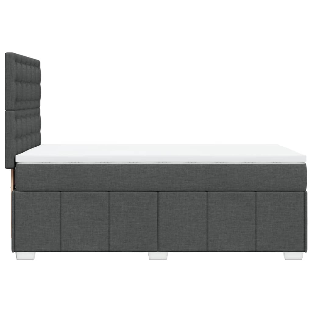 Box Spring Bed with Mattress Dark Grey King Single Fabric