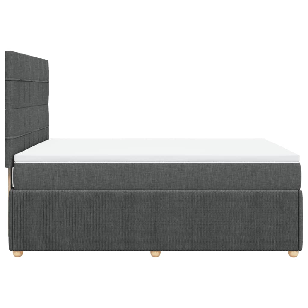 Box Spring Bed with Mattress Dark Grey Queen Fabric