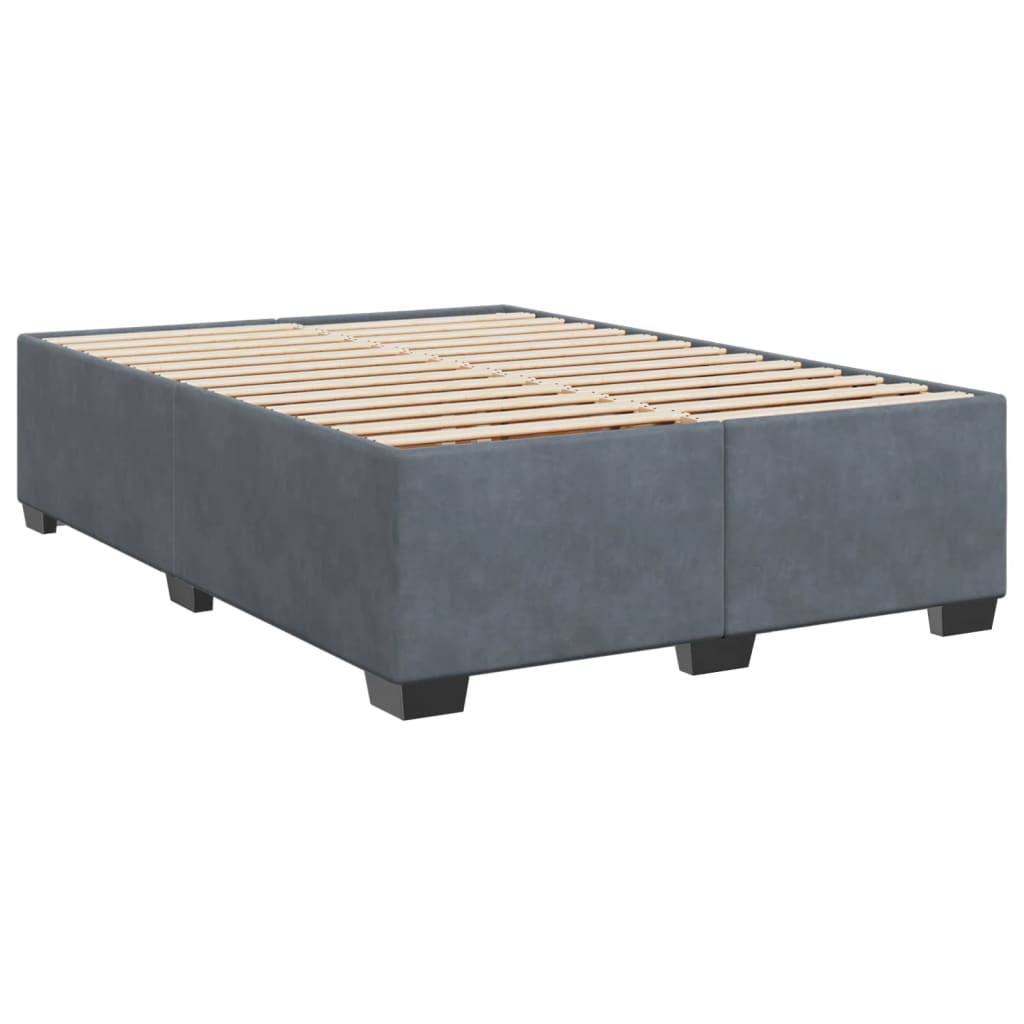 Box Spring Bed with Mattress Dark Grey Double Velvet