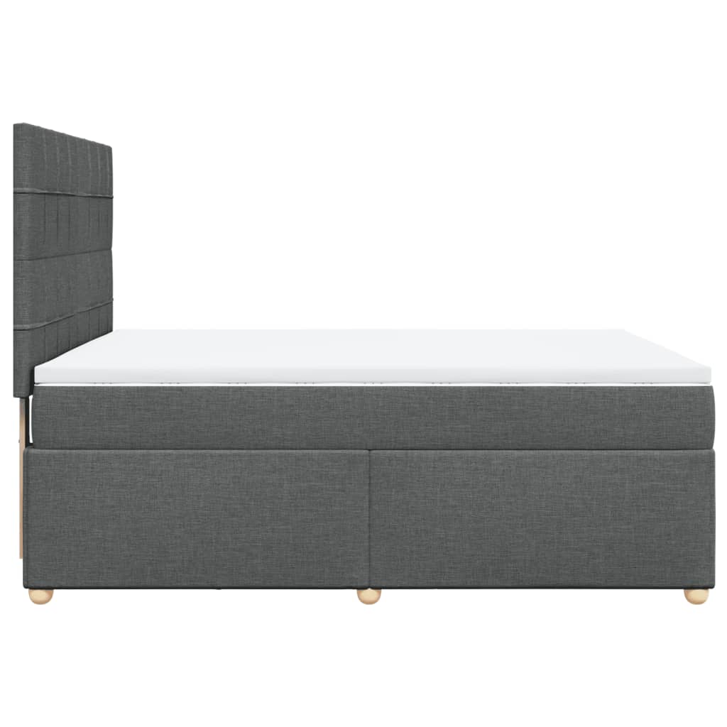 Box Spring Bed with Mattress Dark Grey Double Fabric