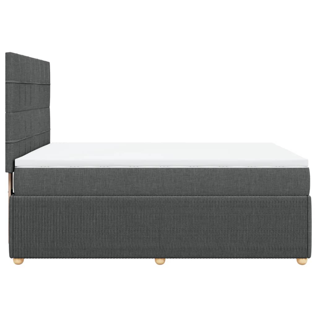 Box Spring Bed with Mattress Dark Grey Double Fabric