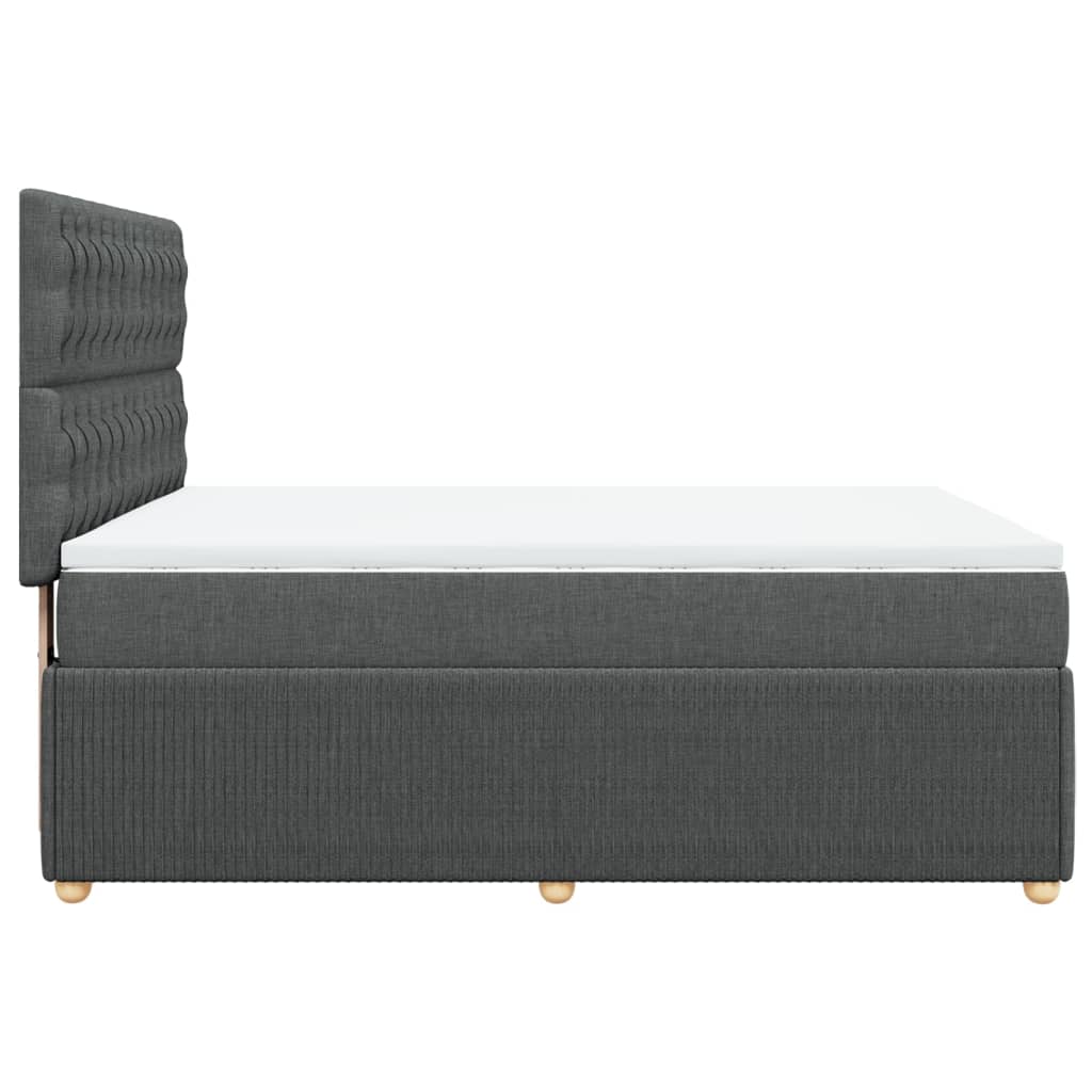 Box Spring Bed with Mattress Dark Grey Queen Fabric