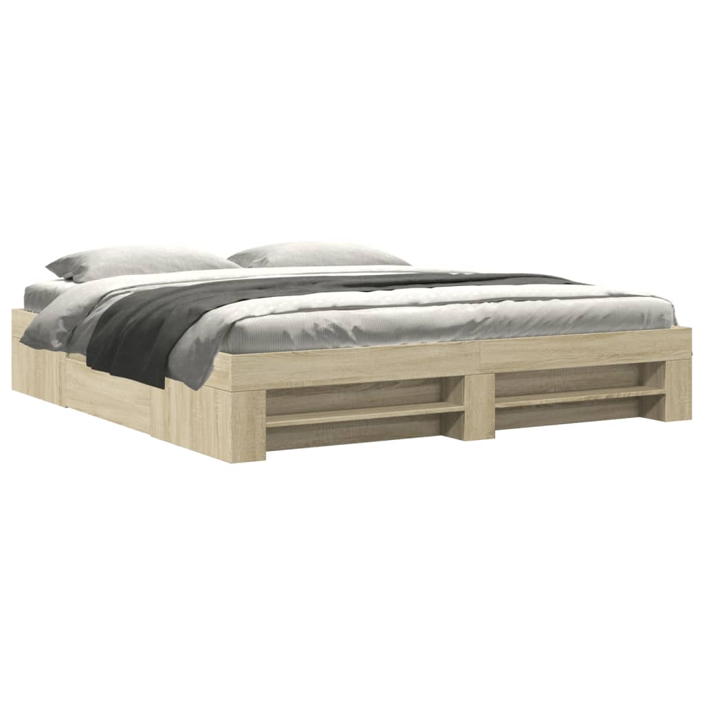 Bed Frame Sonoma Oak 183x203 cm King Size Engineered Wood