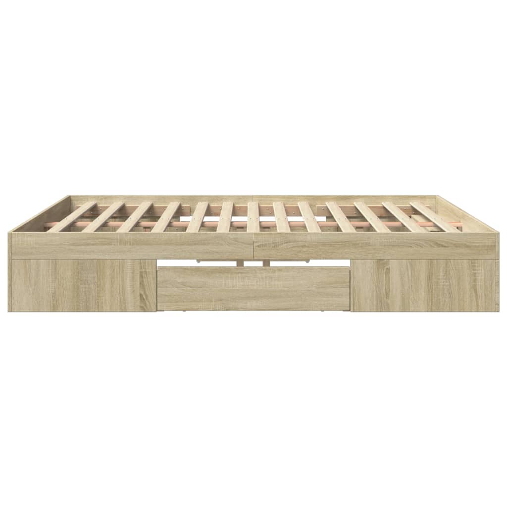 Bed Frame Sonoma Oak 183x203 cm King Size Engineered Wood