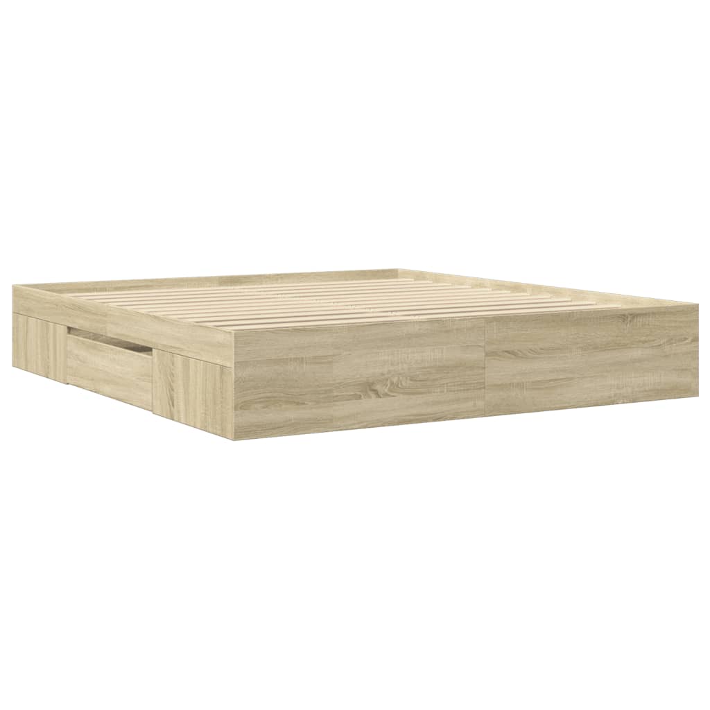 Bed Frame Sonoma Oak 183x203 cm King Size Engineered Wood