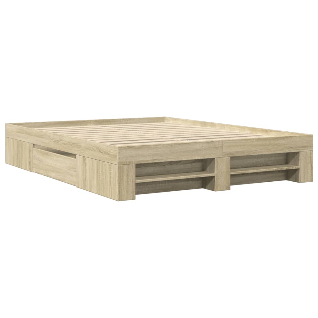 Bed Frame Sonoma Oak 150x200 cm Engineered Wood