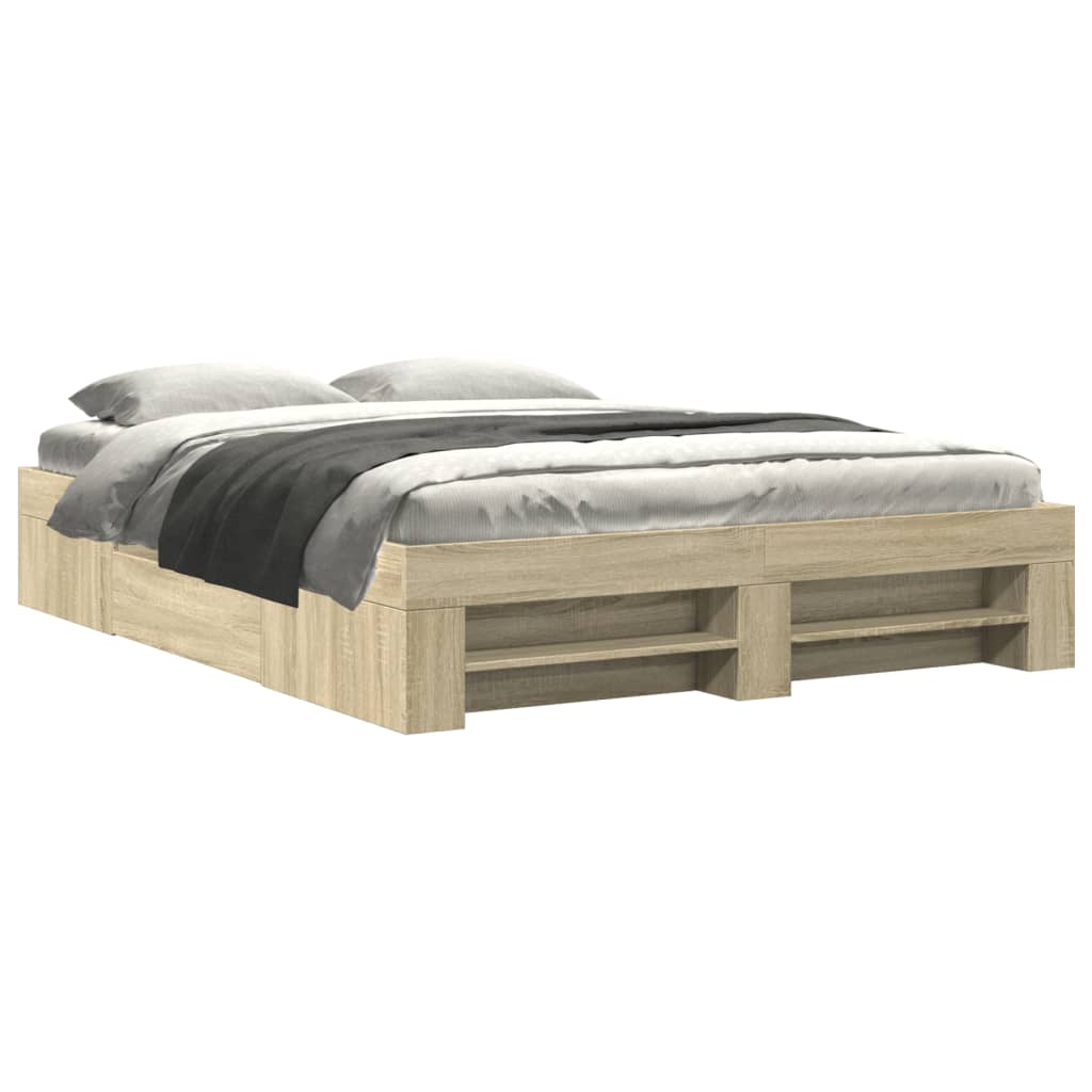 Bed Frame Sonoma Oak 150x200 cm Engineered Wood