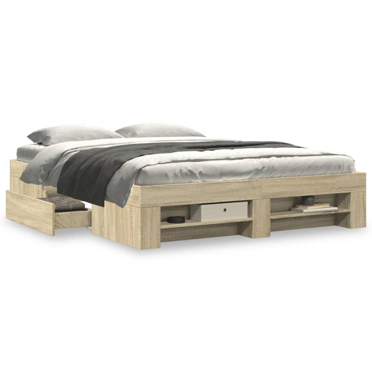 Bed Frame Sonoma Oak 150x200 cm Engineered Wood