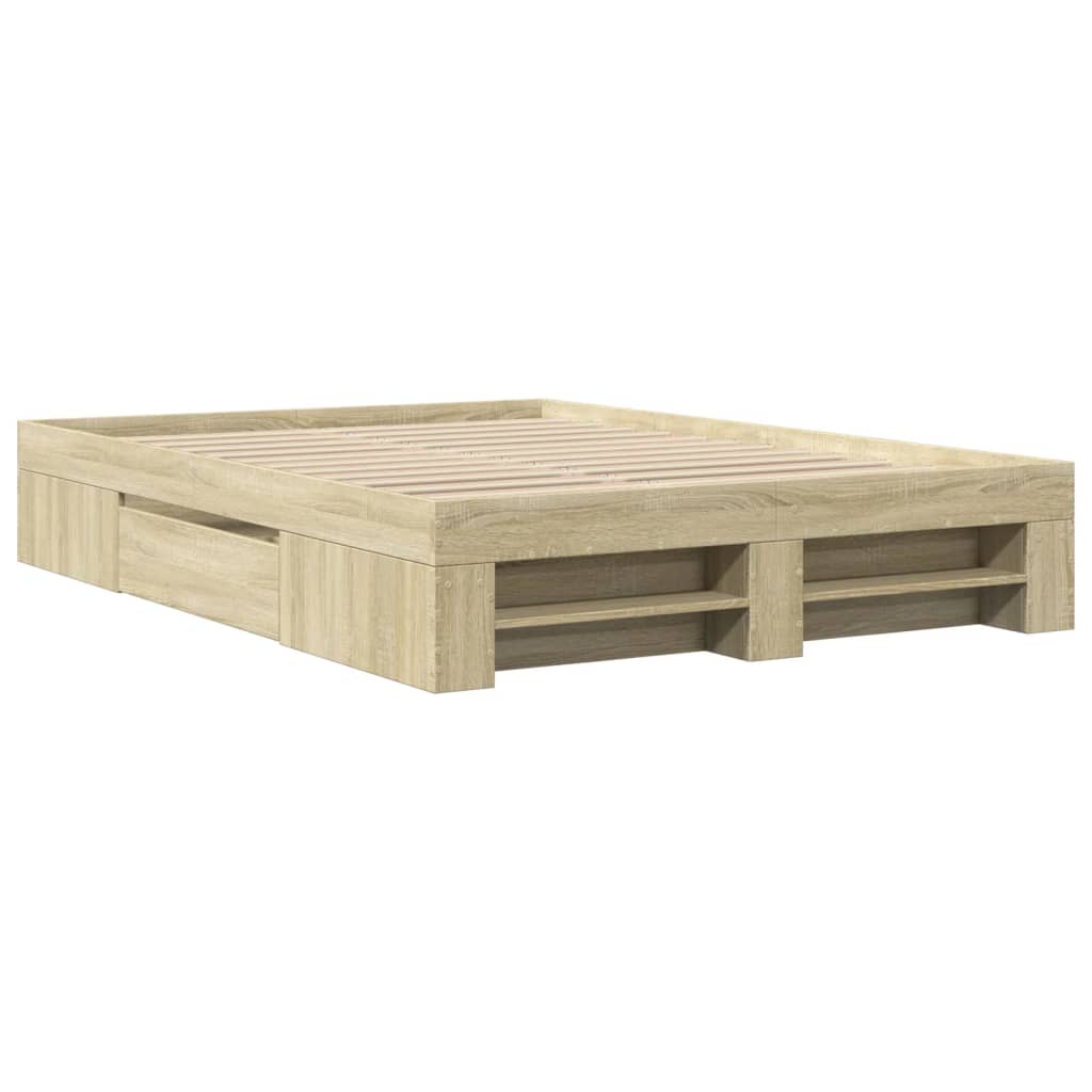 Bed Frame Sonoma Oak 135x190 cm Engineered Wood