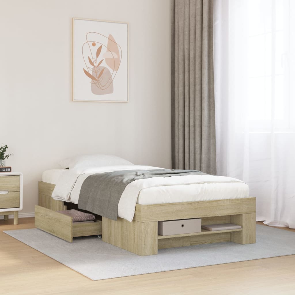 Bed Frame Sonoma Oak 90x190 cm Engineered Wood