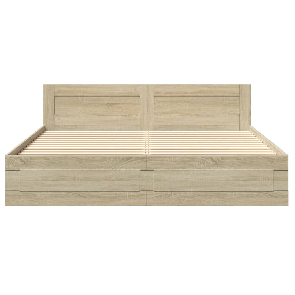 Bed Frame with Headboard Sonoma Oak 183x203 cm King Size Engineered Wood