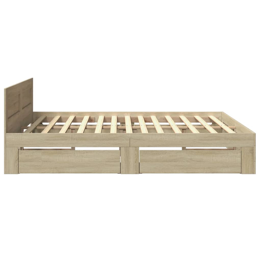 Bed Frame with Headboard Sonoma Oak 183x203 cm King Size Engineered Wood