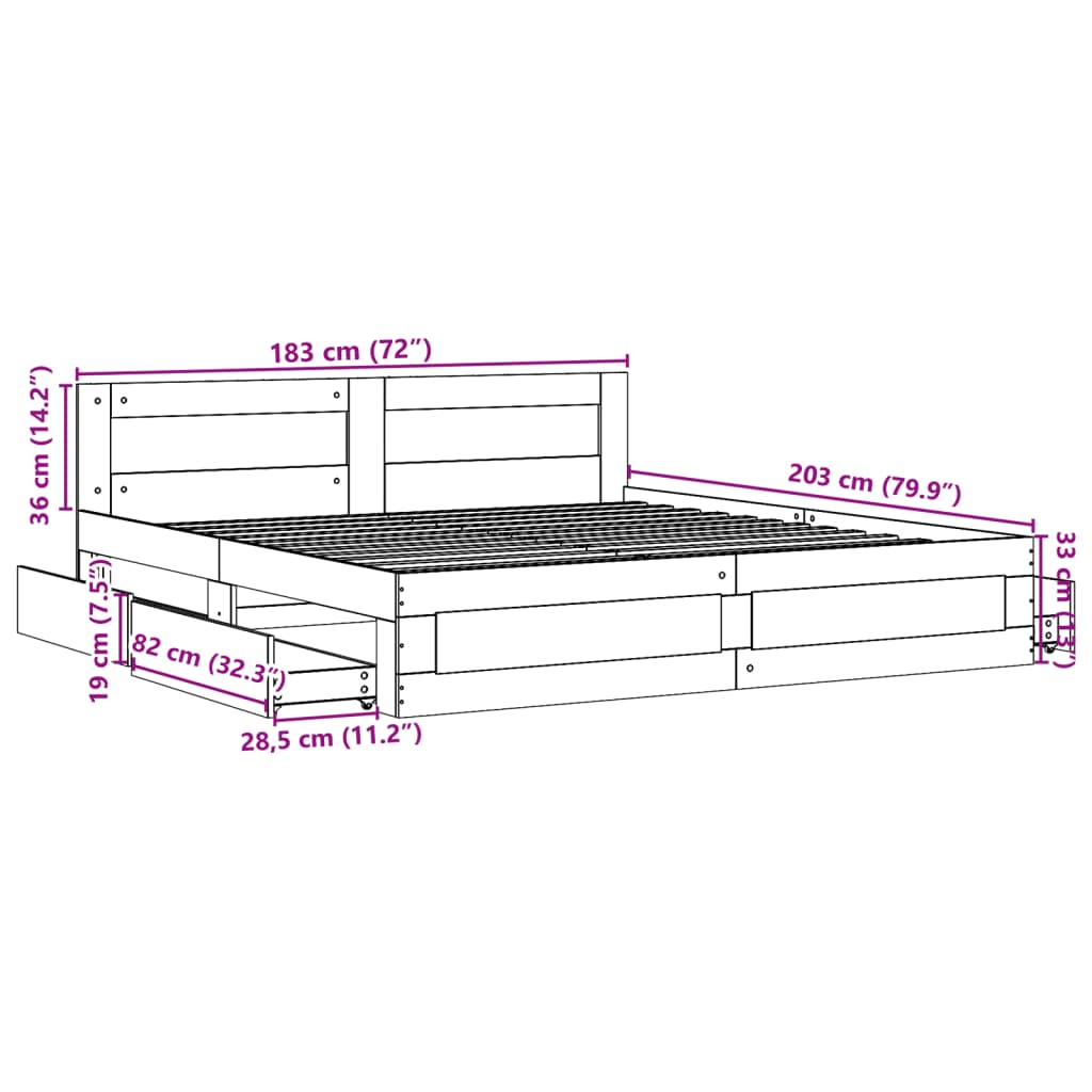 Bed Frame with Headboard Sonoma Oak 183x203 cm King Size Engineered Wood