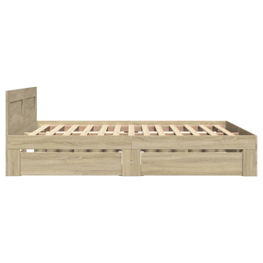 Bed Frame with Headboard without Mattress Sonoma Oak 135x190 cm