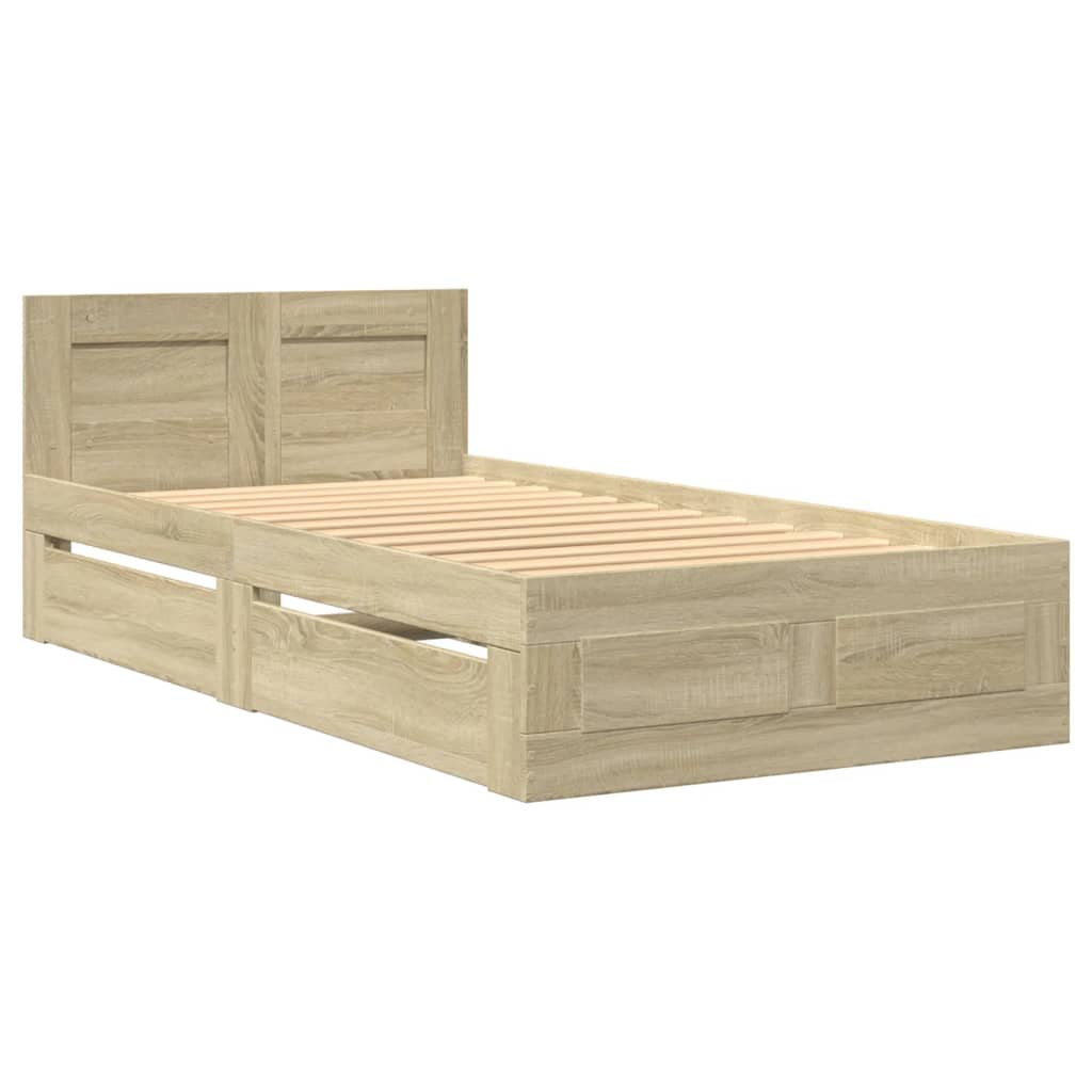 Bed Frame with Headboard Sonoma Oak 90x190 cm Engineered Wood