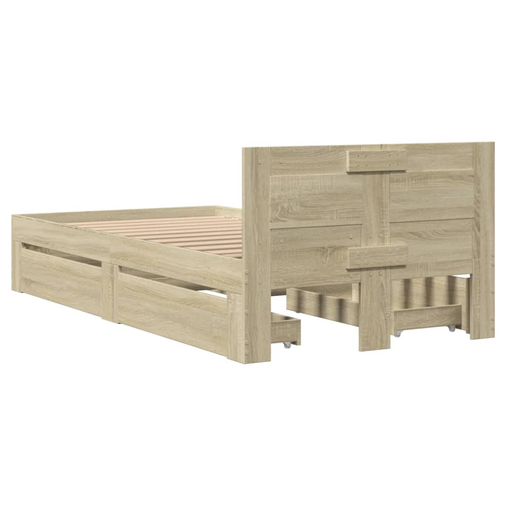 Bed Frame with Headboard Sonoma Oak 90x190 cm Engineered Wood