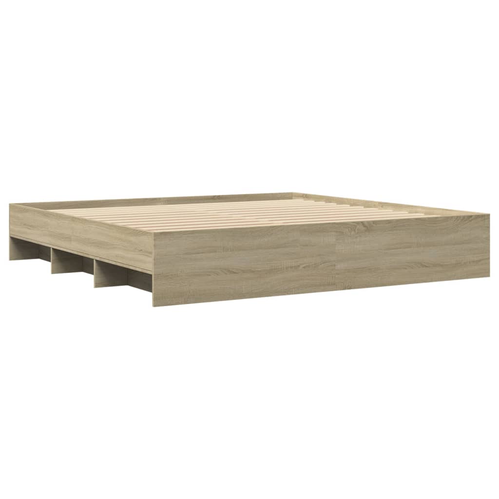 Bed Frame Sonoma Oak 183x203 cm King Size Engineered Wood