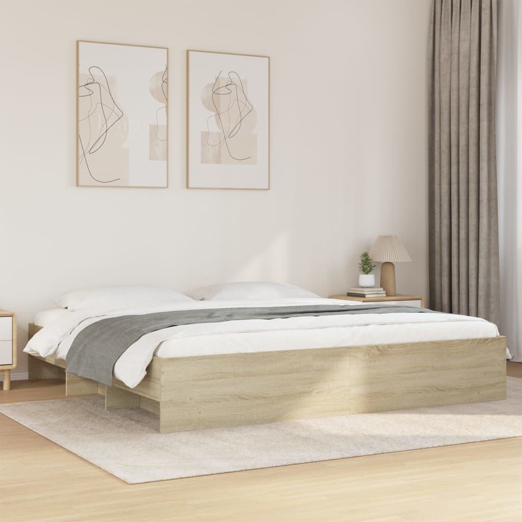 Bed Frame Sonoma Oak 183x203 cm King Size Engineered Wood