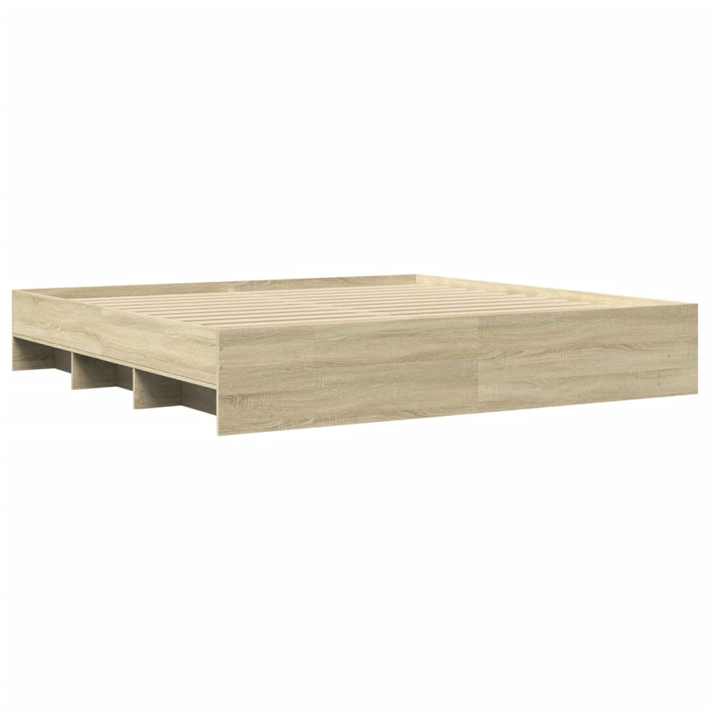 Bed Frame Sonoma Oak 183x203 cm King Size Engineered Wood