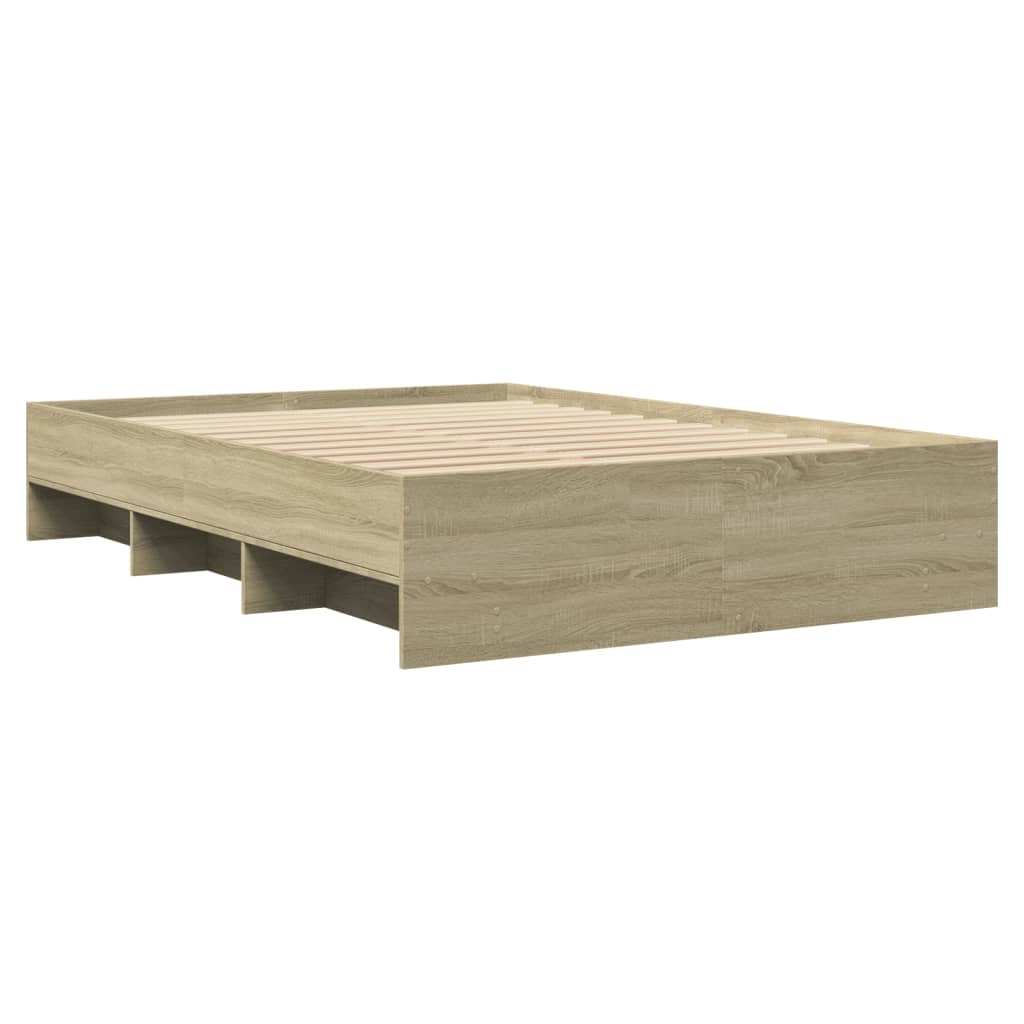 Bed Frame Sonoma Oak 135x190 cm Engineered Wood