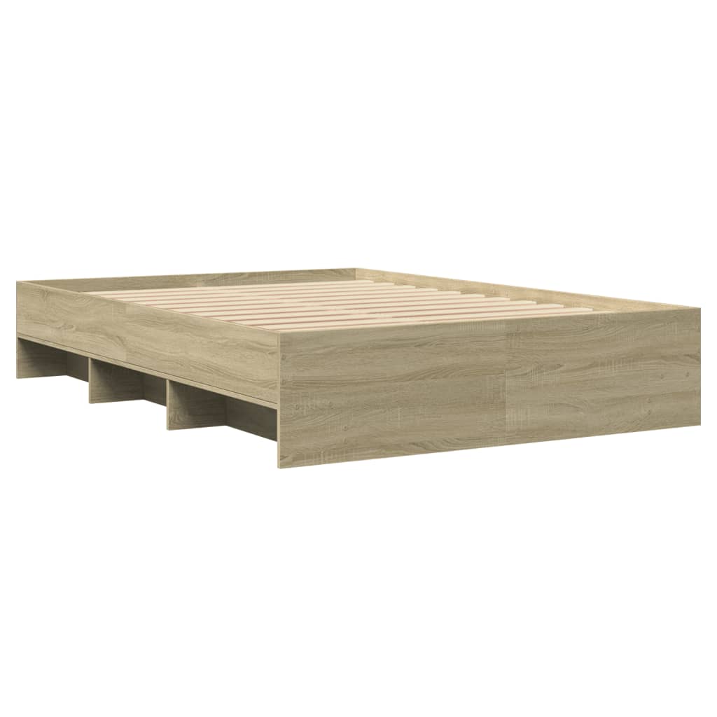 Bed Frame Sonoma Oak 135x190 cm Engineered Wood