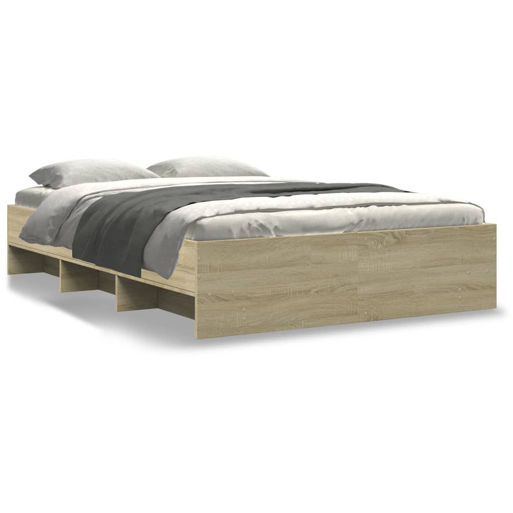 Bed Frame Sonoma Oak 135x190 cm Engineered Wood