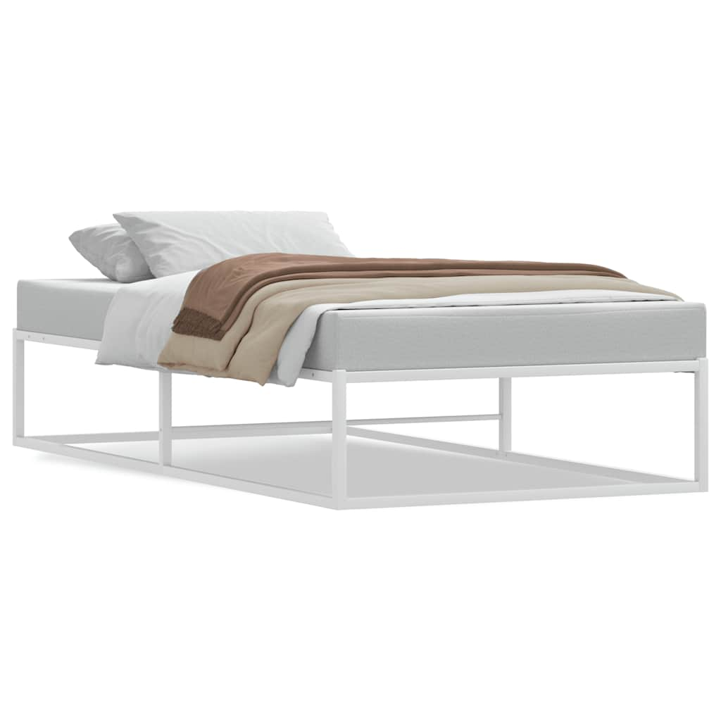 Bed Frame without Mattress White 92x187 cm Single Metal