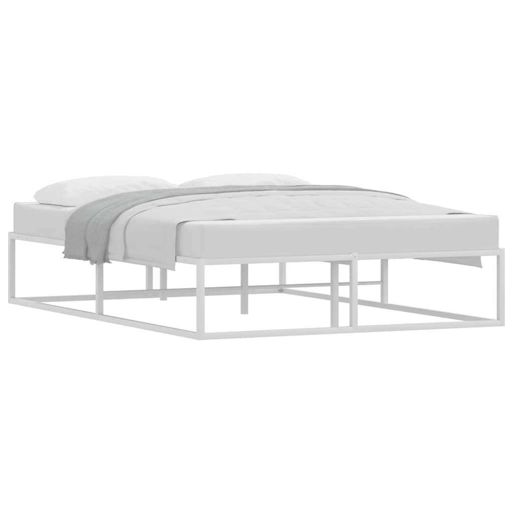 Bed Frame without Mattress White 137x187 cm Double Metal