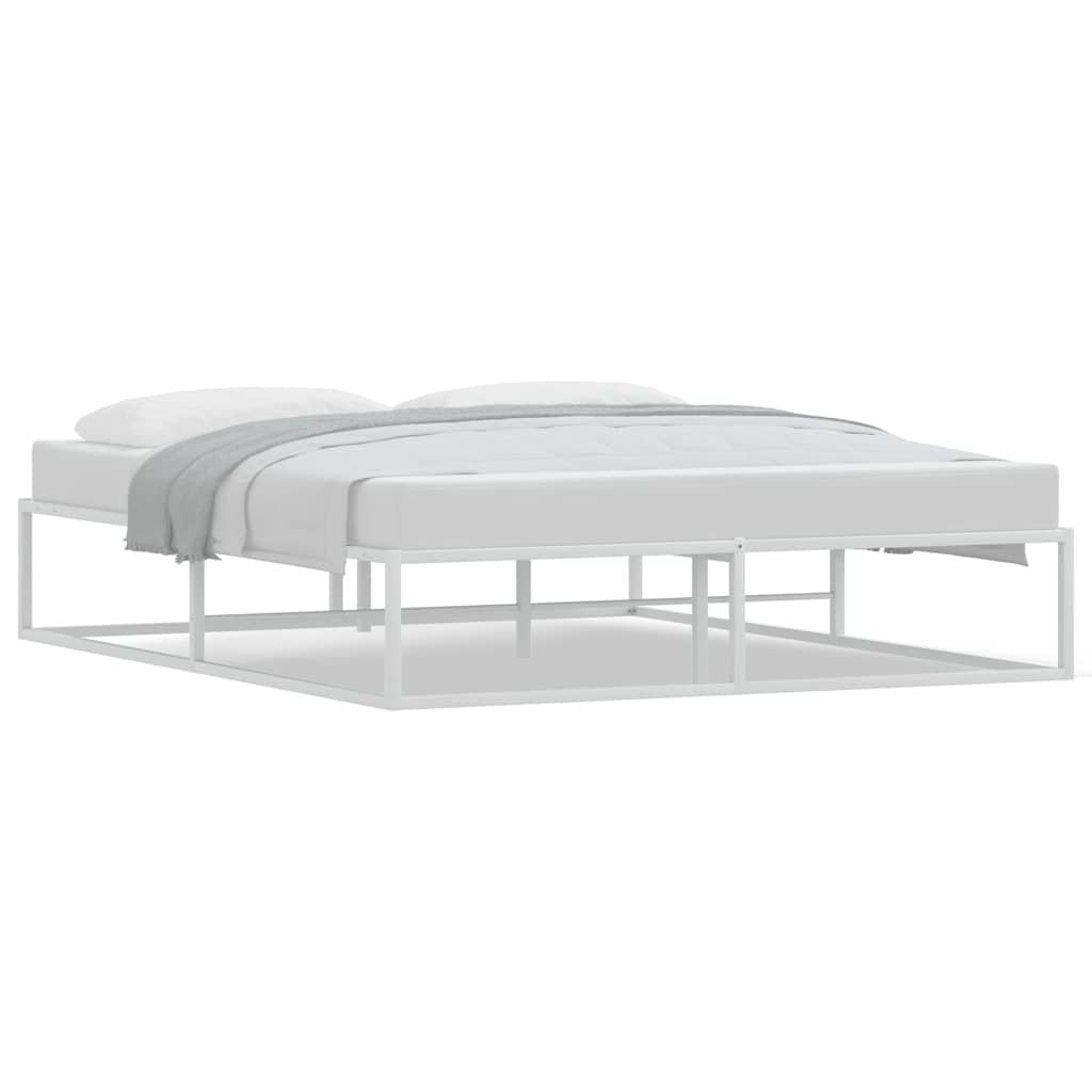 Bed Frame without Mattress White 153x203 cm Queen Metal