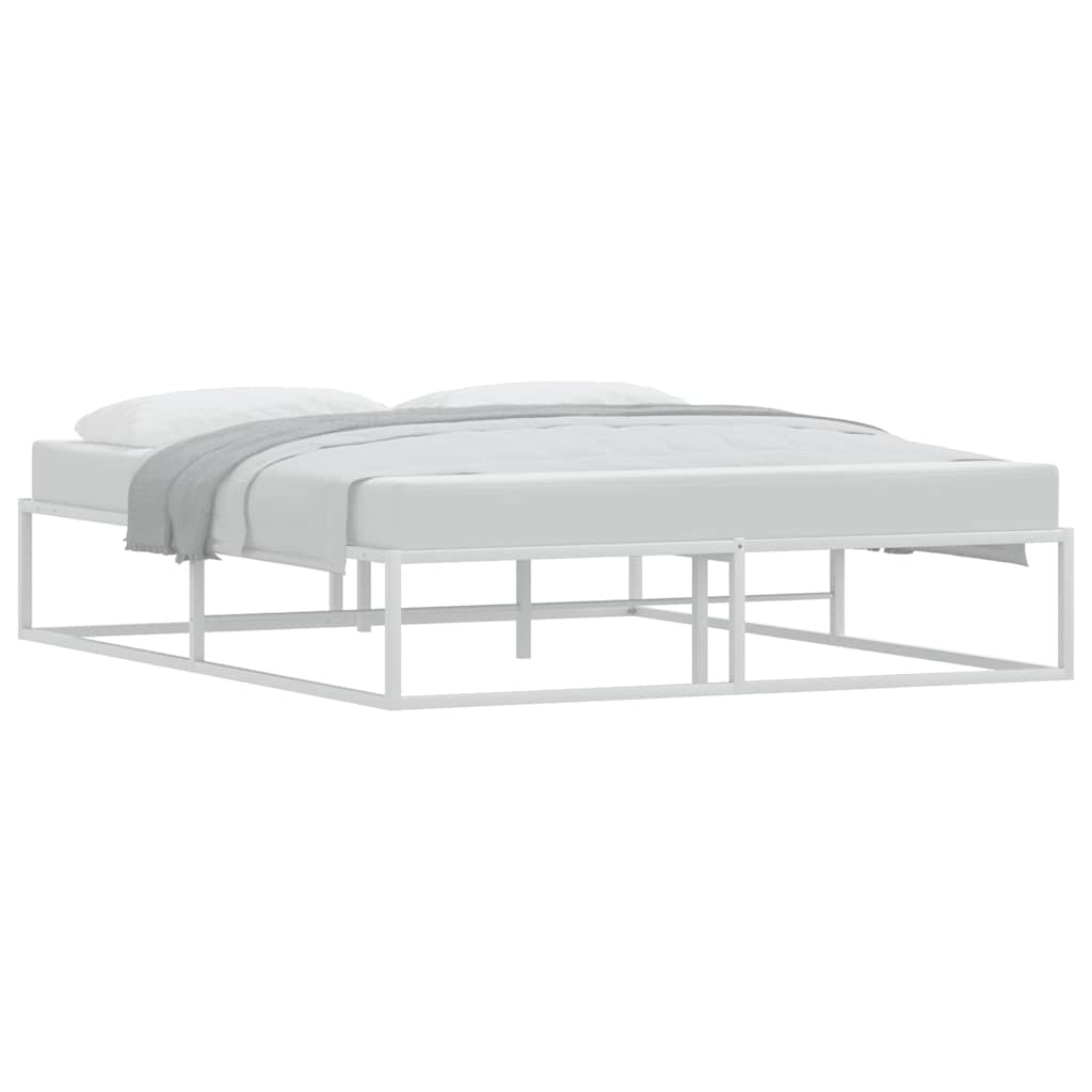 Bed Frame without Mattress White 153x203 cm Queen Metal