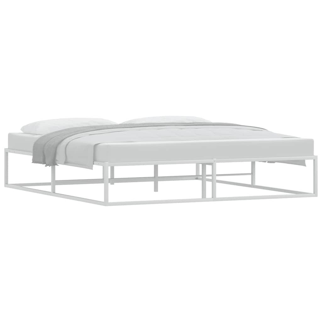 Bed Frame without Mattress White 183x203 cm King Metal