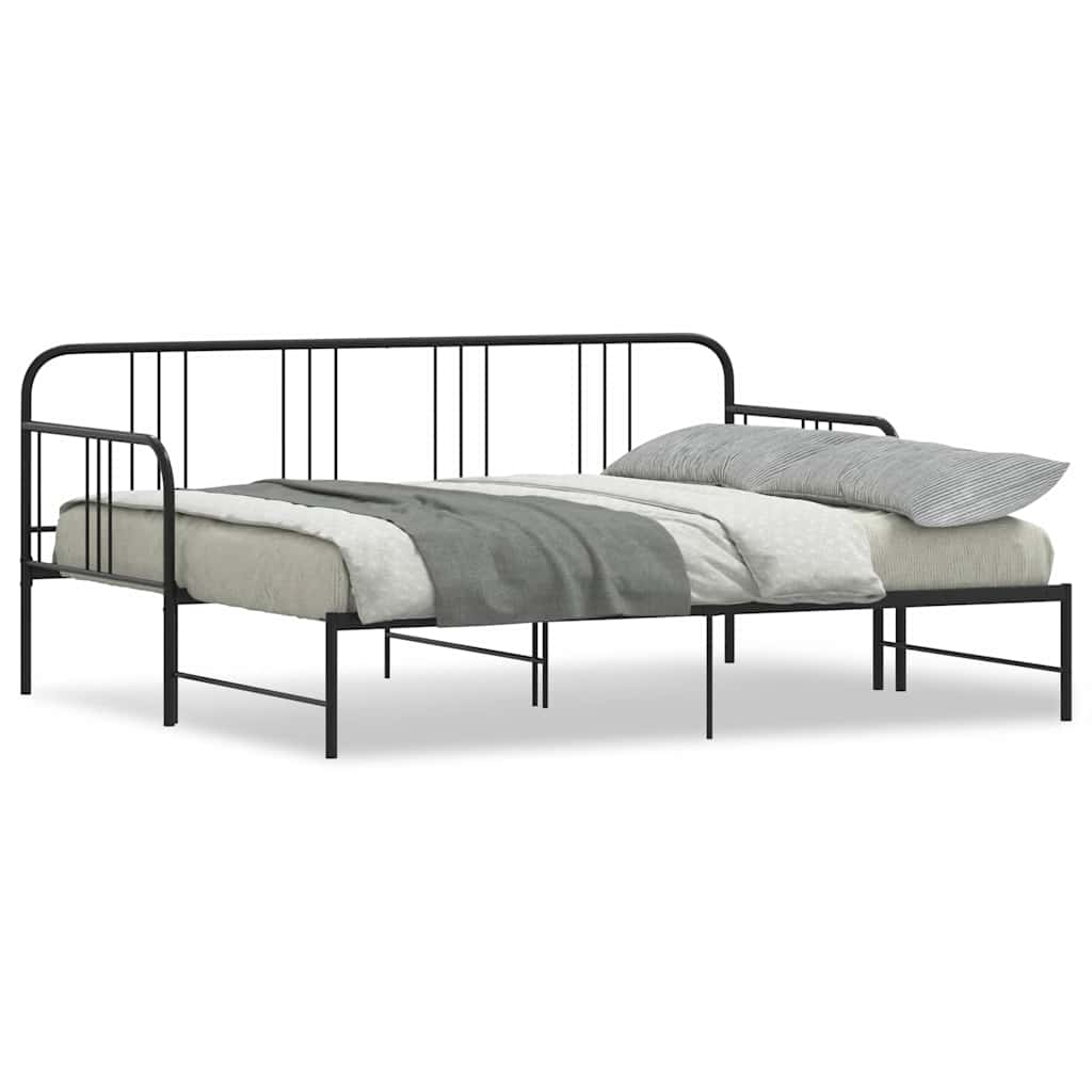 Daybed with Trundle without Mattress Black 92x187 cm Single Metal